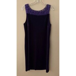 Carole Little Dresses Women’s Size 10 Dress Lace Velvet Midi Stretchy Vintage B1
